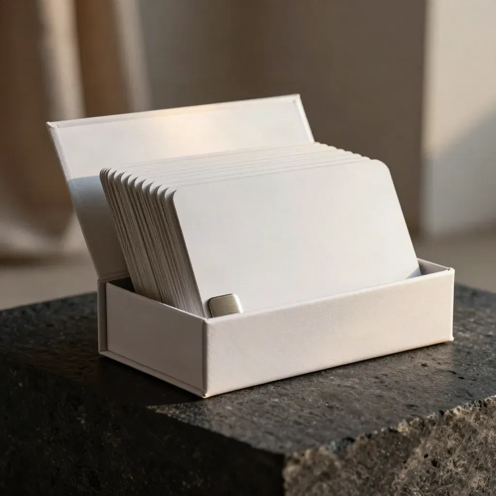 Premium membership box with fanned cards and a brushed token on a dark stone plinth.